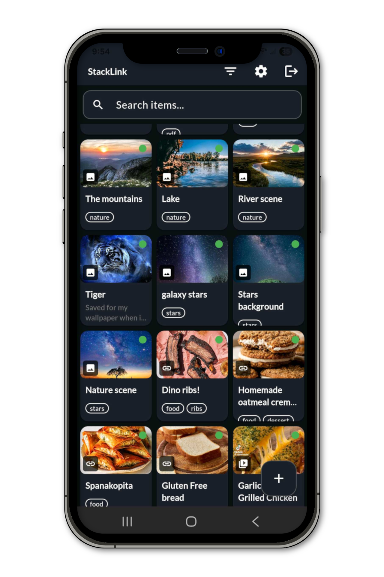 Stacklink mobile app UI